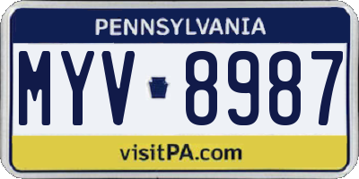 PA license plate MYV8987
