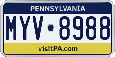 PA license plate MYV8988