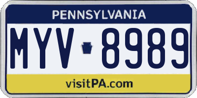 PA license plate MYV8989