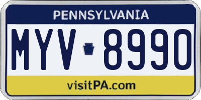 PA license plate MYV8990