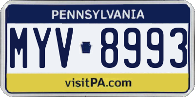 PA license plate MYV8993