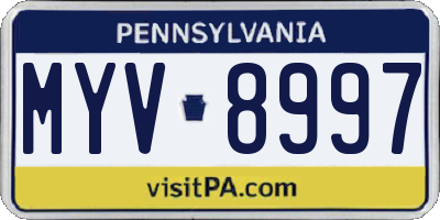 PA license plate MYV8997