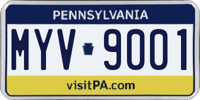 PA license plate MYV9001