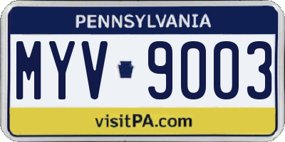 PA license plate MYV9003