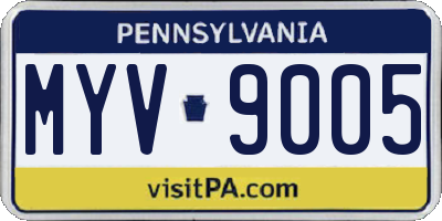 PA license plate MYV9005
