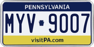 PA license plate MYV9007
