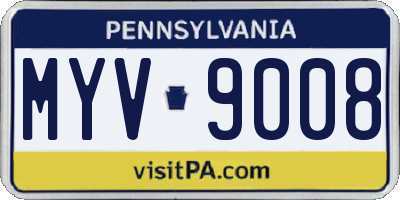 PA license plate MYV9008