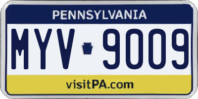 PA license plate MYV9009