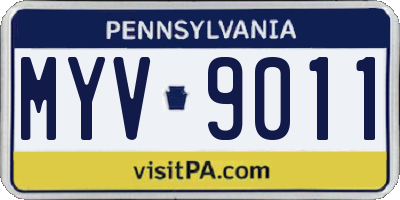 PA license plate MYV9011