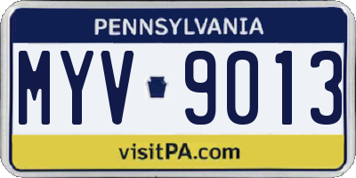 PA license plate MYV9013