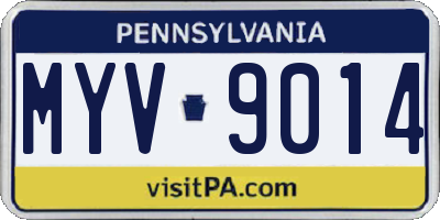 PA license plate MYV9014