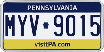 PA license plate MYV9015