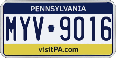 PA license plate MYV9016