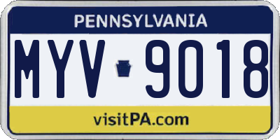 PA license plate MYV9018