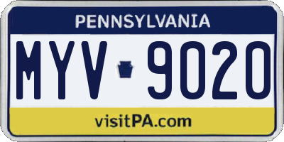 PA license plate MYV9020