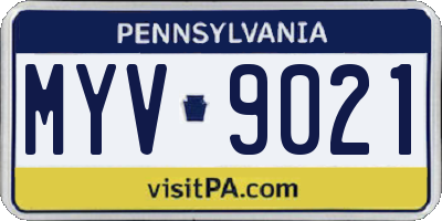 PA license plate MYV9021