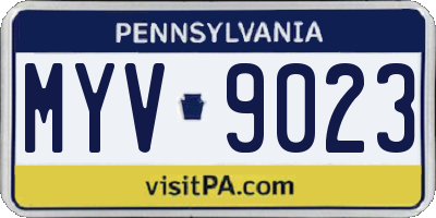 PA license plate MYV9023