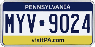 PA license plate MYV9024