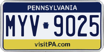 PA license plate MYV9025