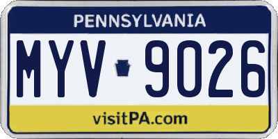 PA license plate MYV9026