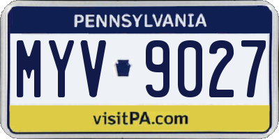 PA license plate MYV9027