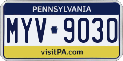 PA license plate MYV9030