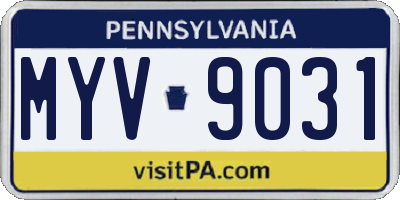 PA license plate MYV9031