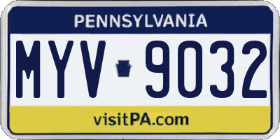 PA license plate MYV9032