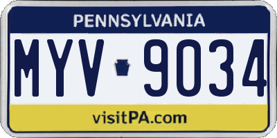 PA license plate MYV9034