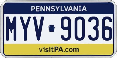 PA license plate MYV9036