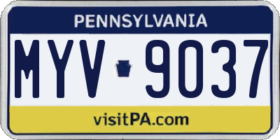 PA license plate MYV9037