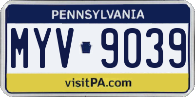 PA license plate MYV9039