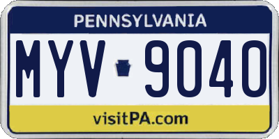 PA license plate MYV9040