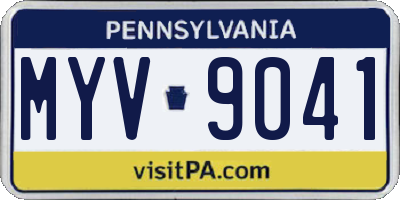 PA license plate MYV9041