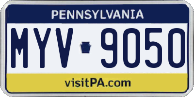 PA license plate MYV9050