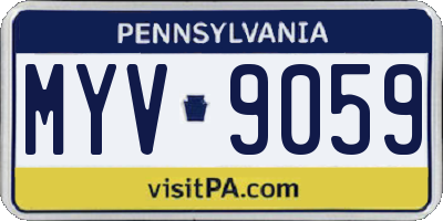 PA license plate MYV9059