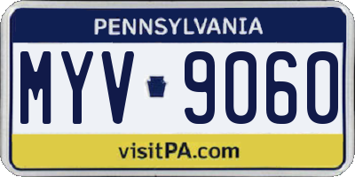 PA license plate MYV9060