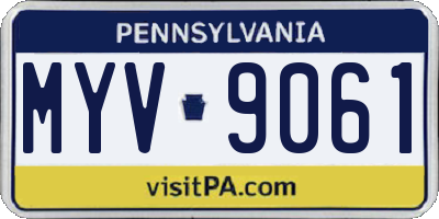 PA license plate MYV9061