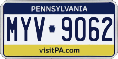 PA license plate MYV9062