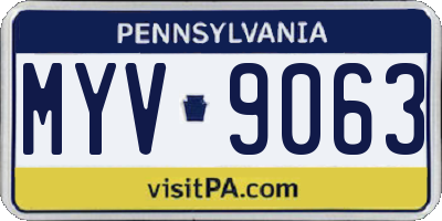 PA license plate MYV9063
