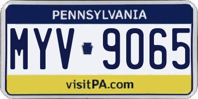 PA license plate MYV9065