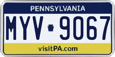 PA license plate MYV9067