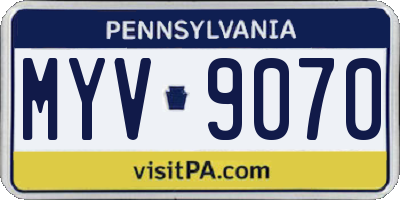 PA license plate MYV9070
