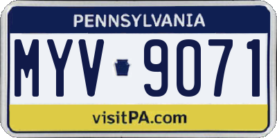 PA license plate MYV9071