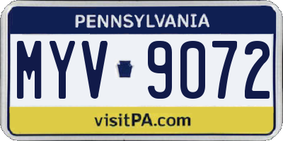 PA license plate MYV9072