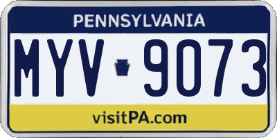 PA license plate MYV9073