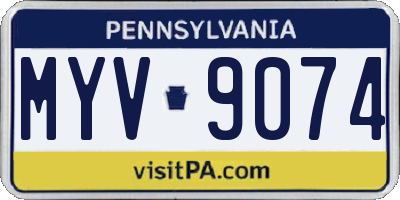 PA license plate MYV9074