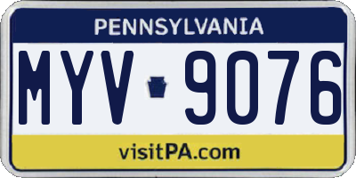 PA license plate MYV9076