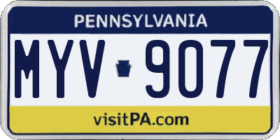 PA license plate MYV9077