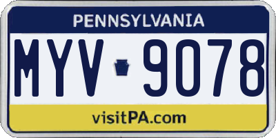 PA license plate MYV9078